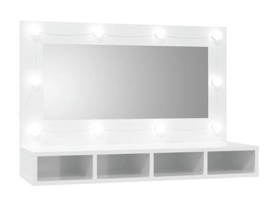 Vente Unique Armoire à Miroir Avec LED Blanc Brillant 90x31 5x62 Cm