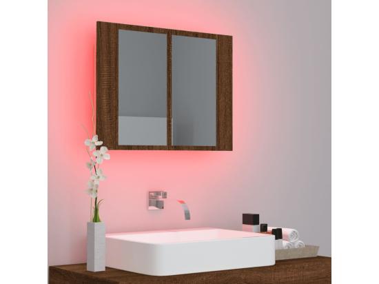 Vente Unique Armoire à Miroir LED Chêne Marron 60x12x45 Cm Bois D'ingénierie