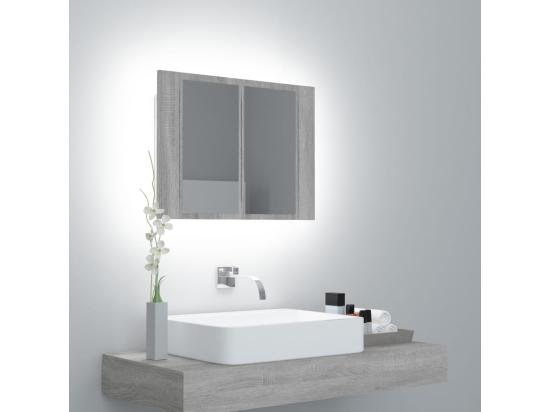 vente unique Armoire à miroir LED Sonoma gris 60x12x45 cm Bois d'ingénierie