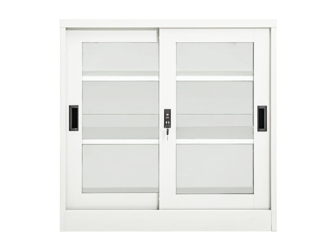 Vente Unique Armoire à Portes Coulissantes Blanc 90x40x90 Cm Acier