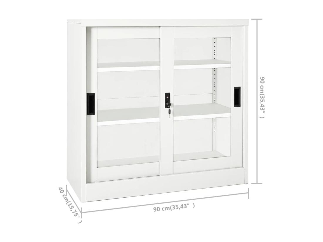 Vente Unique Armoire à Portes Coulissantes Blanc 90x40x90 Cm Acier