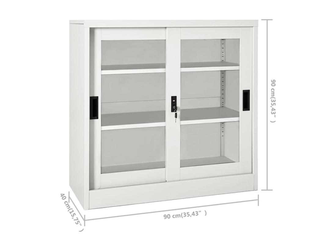 Vente Unique Armoire à Portes Coulissantes Gris Clair 90x40x90 Cm Acier