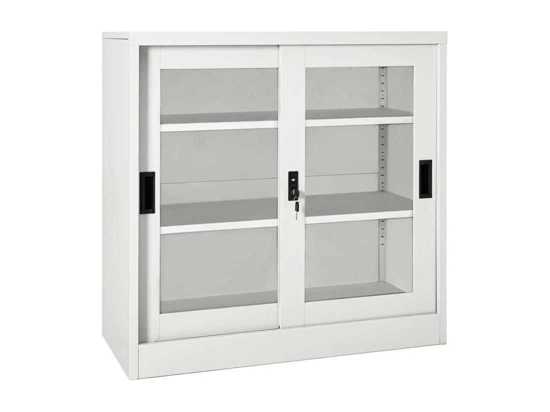 vente unique Armoire à portes coulissantes Gris clair 90x40x90 cm Acier