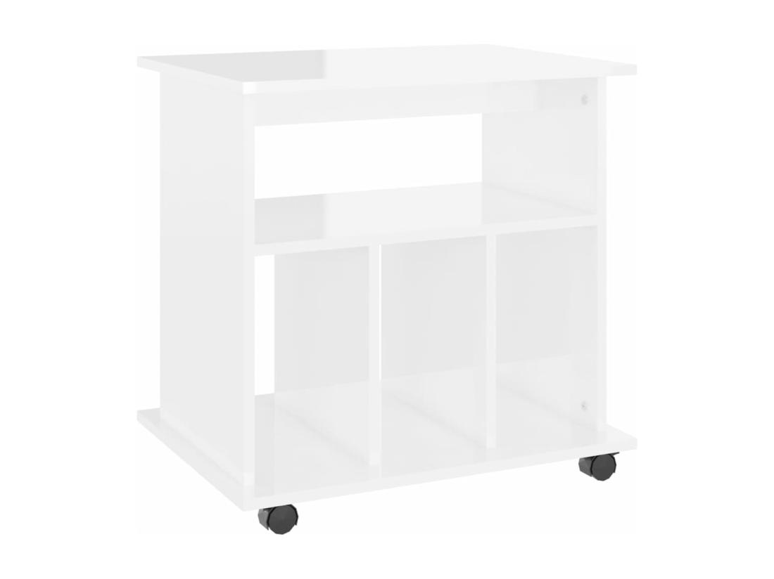 Vente Unique Armoire à Roulettes Blanc Brillant 60x45x60cm Bois D’ingénierie