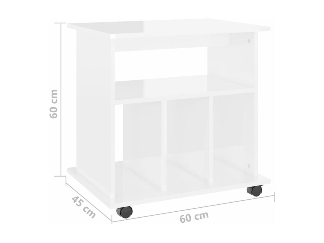 Vente Unique Armoire à Roulettes Blanc Brillant 60x45x60cm Bois D’ingénierie