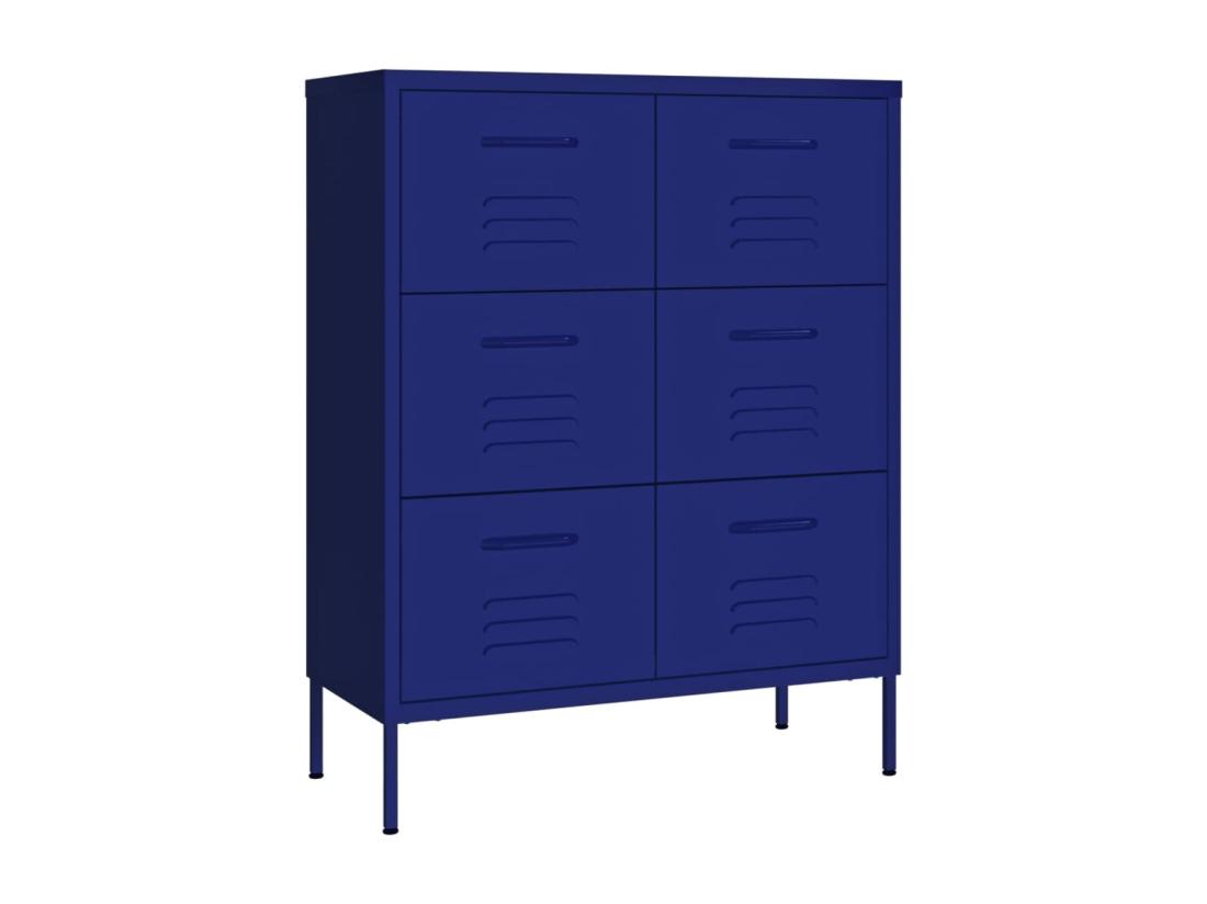 Vente Unique Armoire à Tiroirs Bleu Marine 80x35x101 5 Cm Acier
