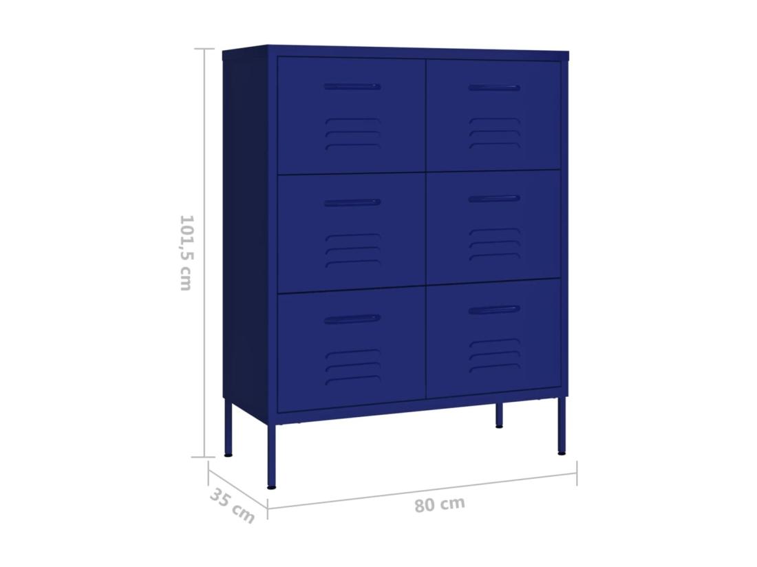 Vente Unique Armoire à Tiroirs Bleu Marine 80x35x101 5 Cm Acier