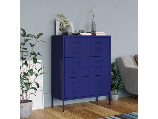 vente unique Armoire à tiroirs Bleu marine 80x35x101 5 cm Acier