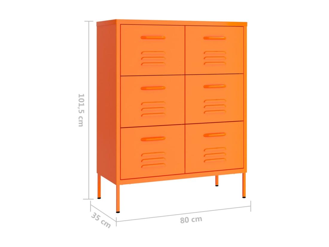 Vente Unique Armoire à Tiroirs Orange 80x35x101 5 Cm Acier