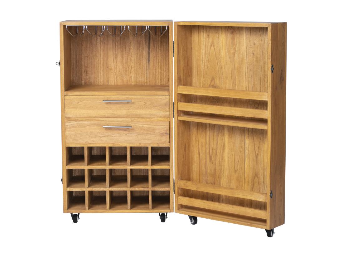 Vente Unique Armoire à Vin Et Verres En Bois De Mindi - 15 Casiers - L. 60 X P. 50 X H. 111 Cm - COIMBRA