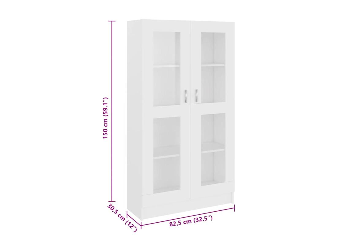 Vente Unique Armoire à Vitrine Blanc 82 5x30 5x150 Cm Bois D'ingénierie