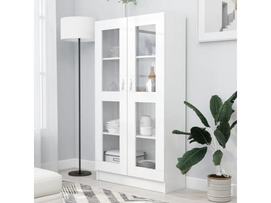 vente unique Armoire à vitrine Blanc 82 5x30 5x150 cm Bois d'ingénierie