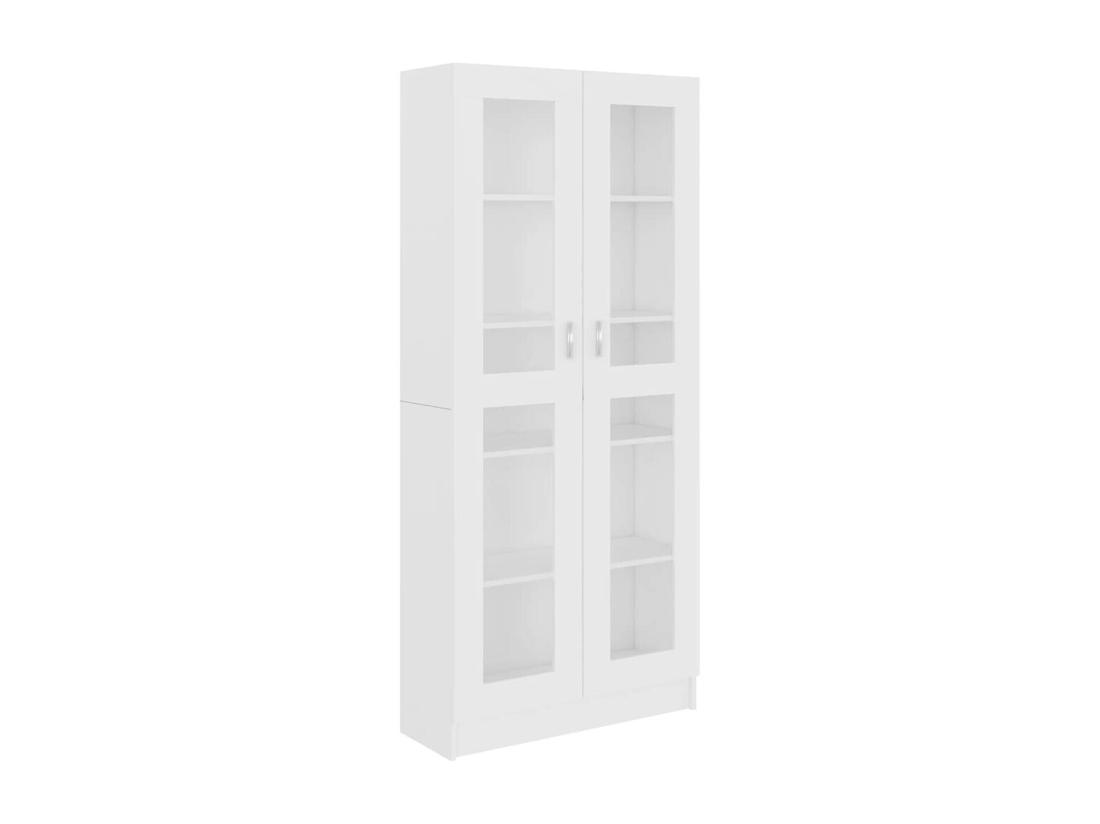 Vente Unique Armoire à Vitrine Blanc 82 5x30 5x185 5 Cm Bois D'ingénierie