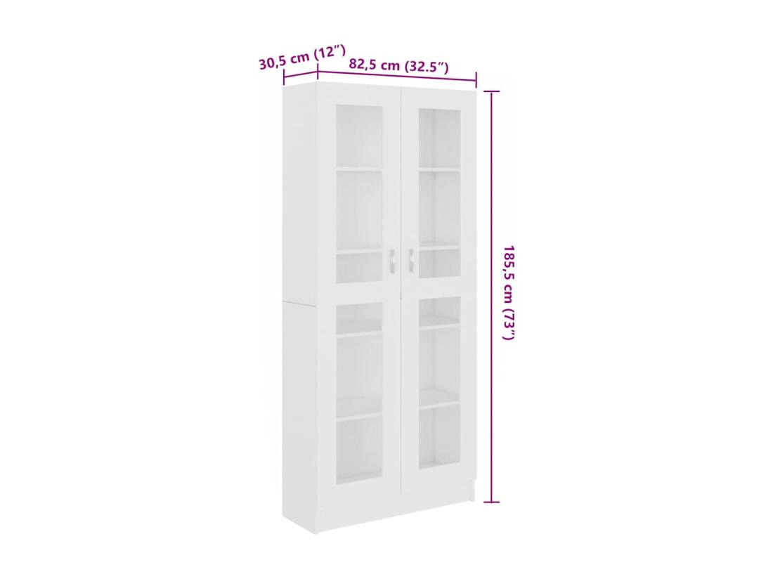 Vente Unique Armoire à Vitrine Blanc 82 5x30 5x185 5 Cm Bois D'ingénierie