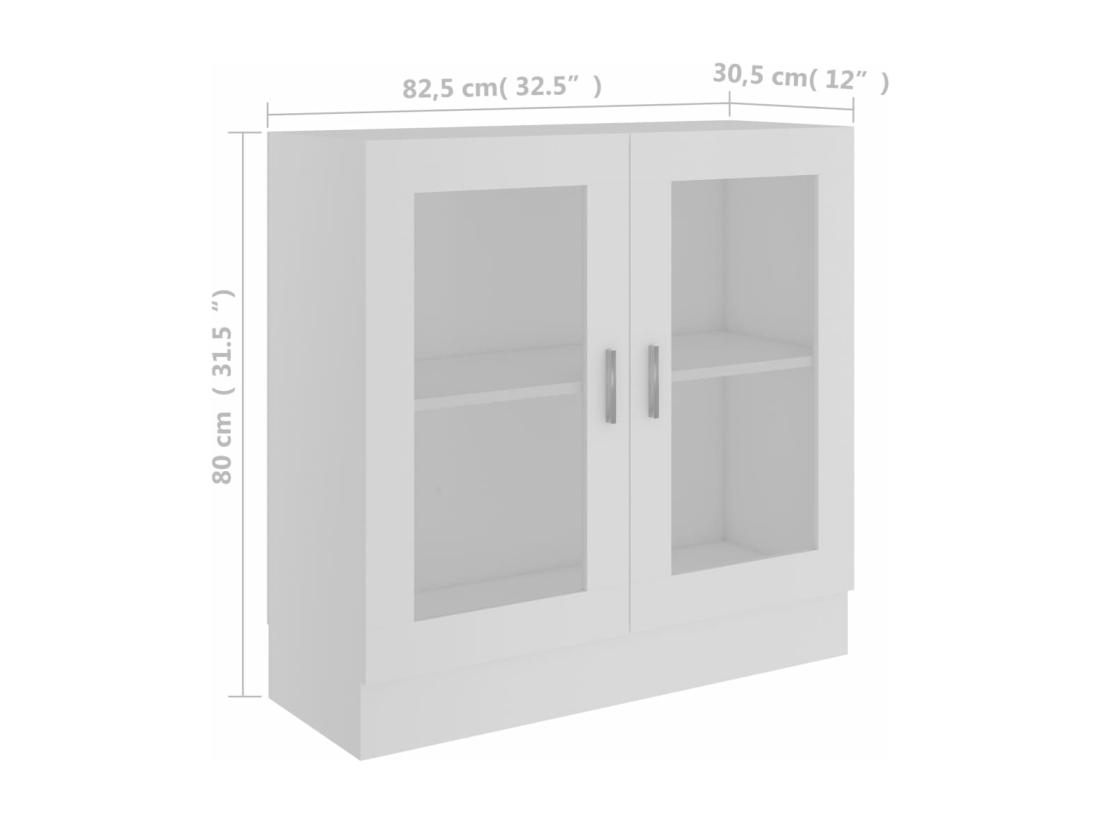 Vente Unique Armoire à Vitrine Blanc 82 5x30 5x80 Cm Aggloméré