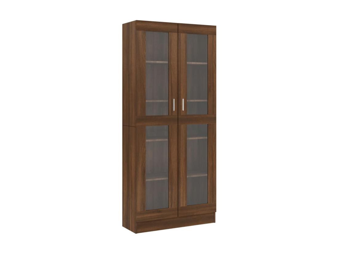 Vente Unique Armoire à Vitrine Chêne Brun 82 5x30 5x185 5cm Bois Ingénierie