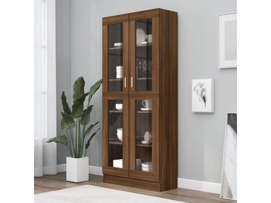 vente unique Armoire à vitrine Chêne brun 82 5x30 5x185 5cm Bois ingénierie
