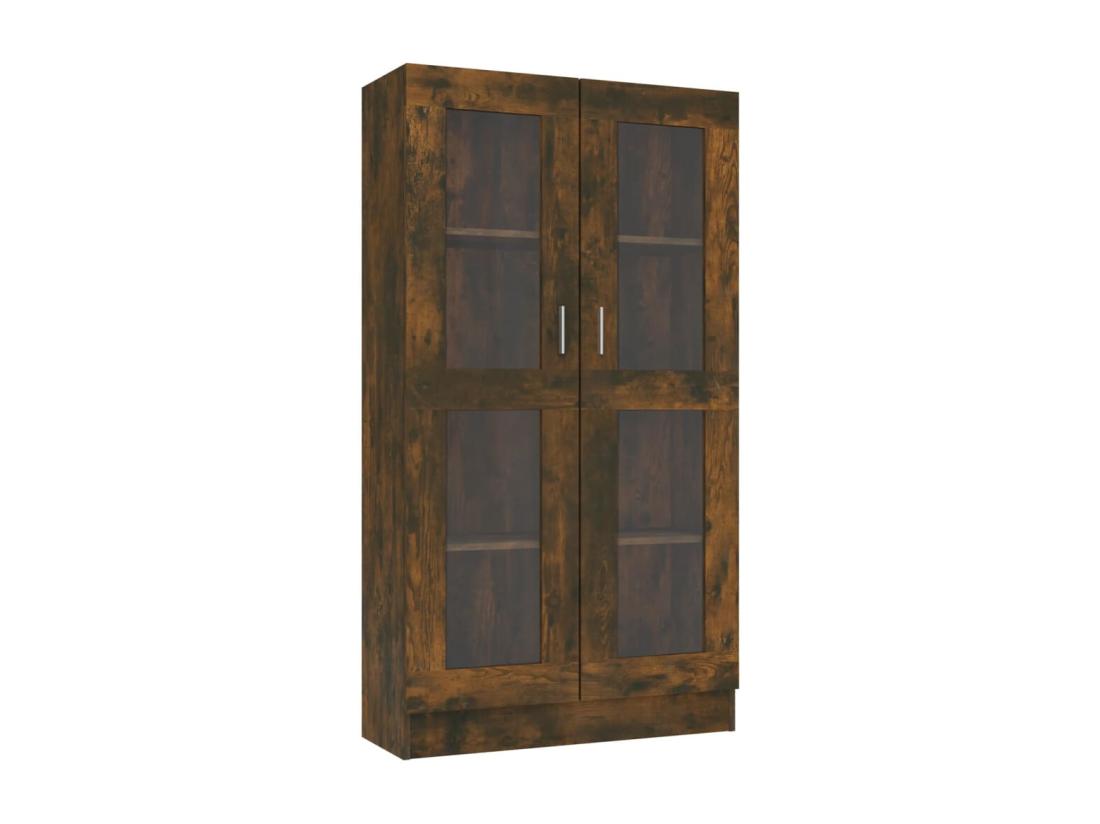 Vente Unique Armoire à Vitrine Chêne Fumé 82 5x30 5x150 Cm Bois D'ingénierie