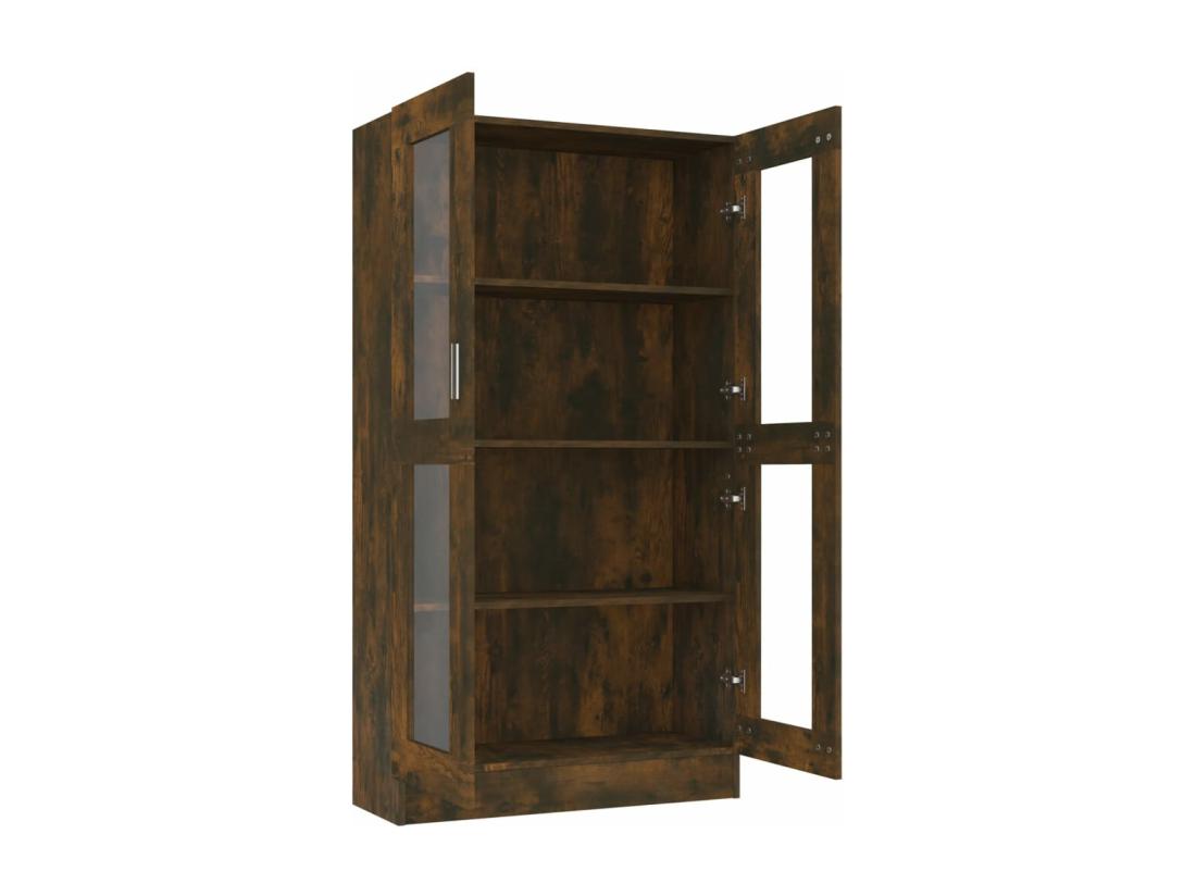 vente unique Armoire à vitrine Chêne fumé 82 5x30 5x150 cm Bois d'ingénierie