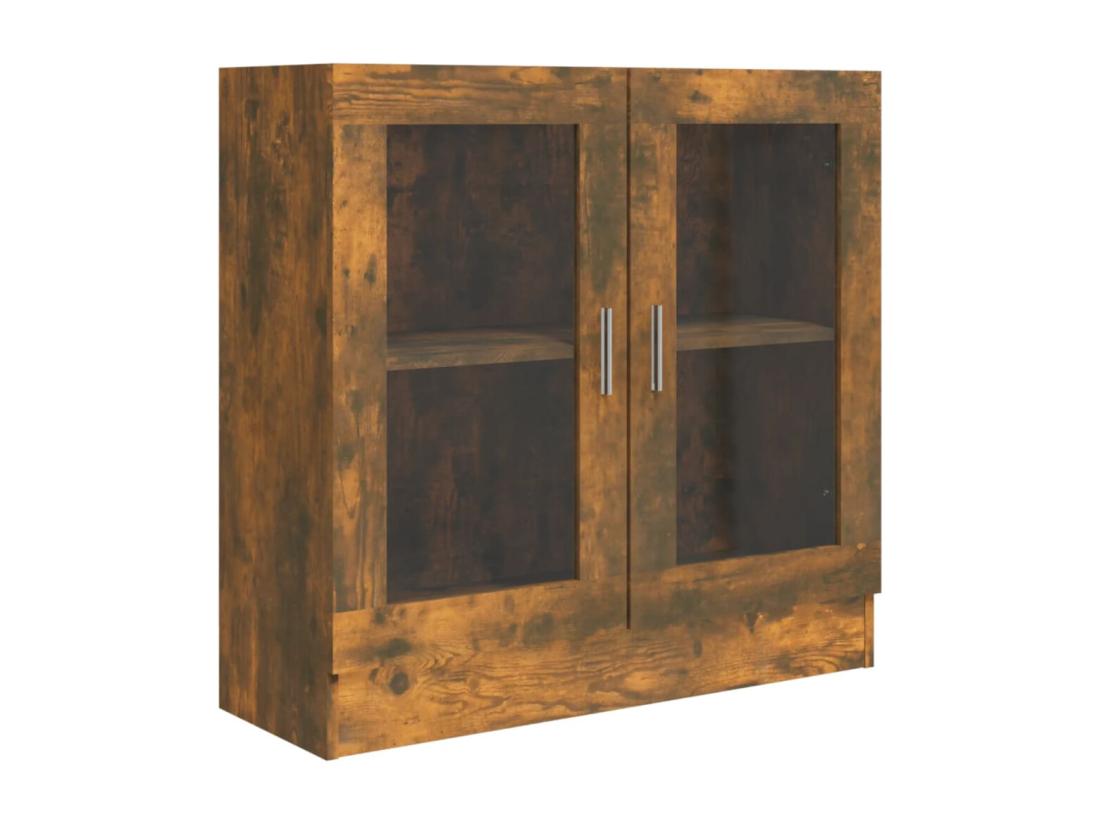 Vente Unique Armoire à Vitrine Chêne Fumé 82 5x30 5x80 Cm Bois D'ingénierie
