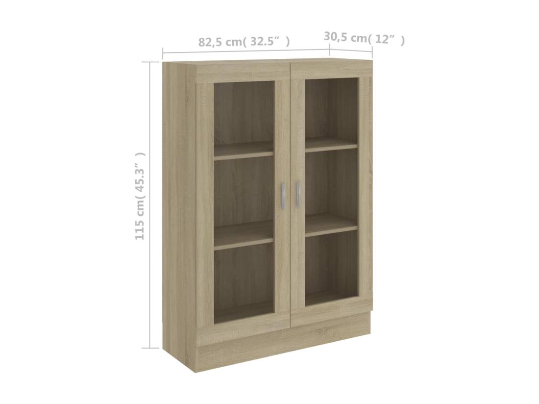 Vente Unique Armoire à Vitrine Chêne Sonoma 82 5x30 5x115 Cm Aggloméré