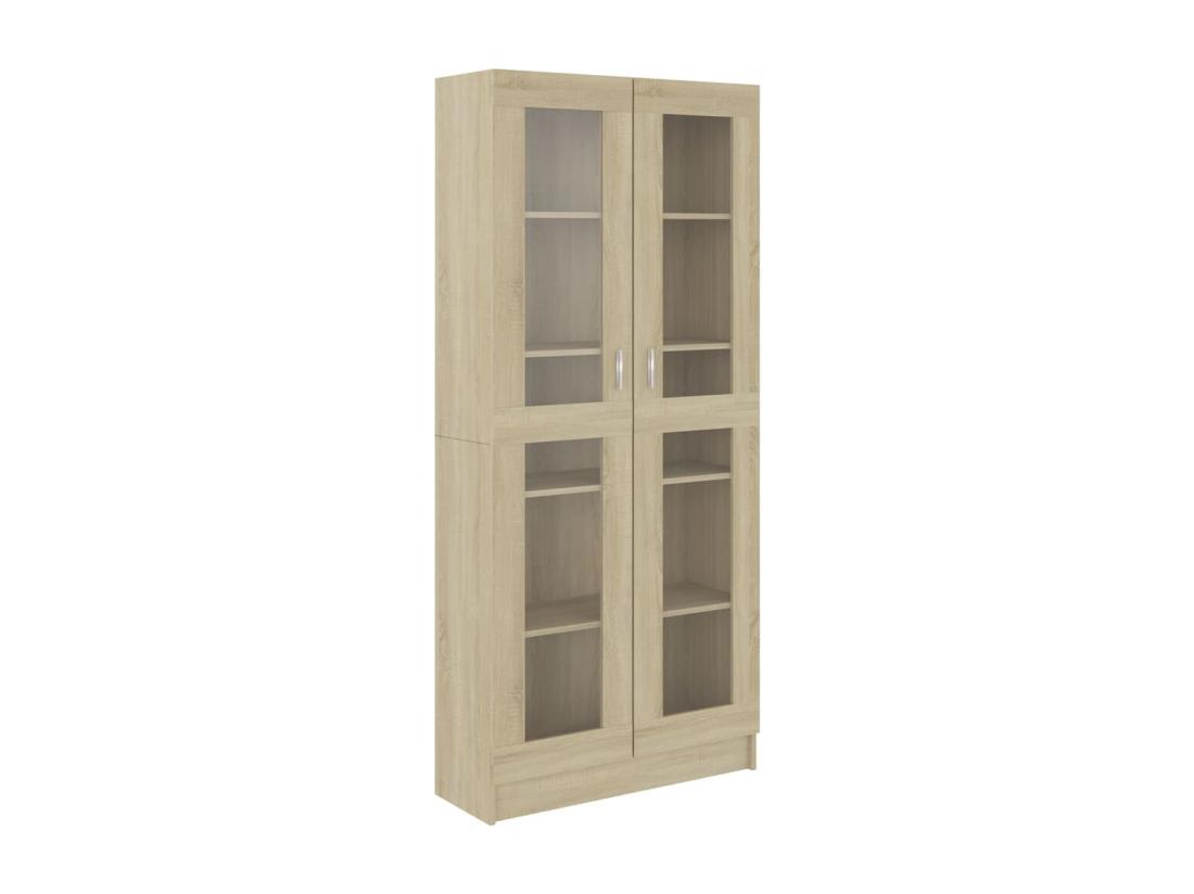 Vente Unique Armoire à Vitrine Chêne Sonoma 82 5x30 5x185 5 Cm Aggloméré