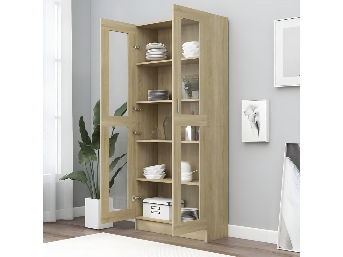 vente unique Armoire à vitrine Chêne sonoma 82 5x30 5x185 5 cm Aggloméré