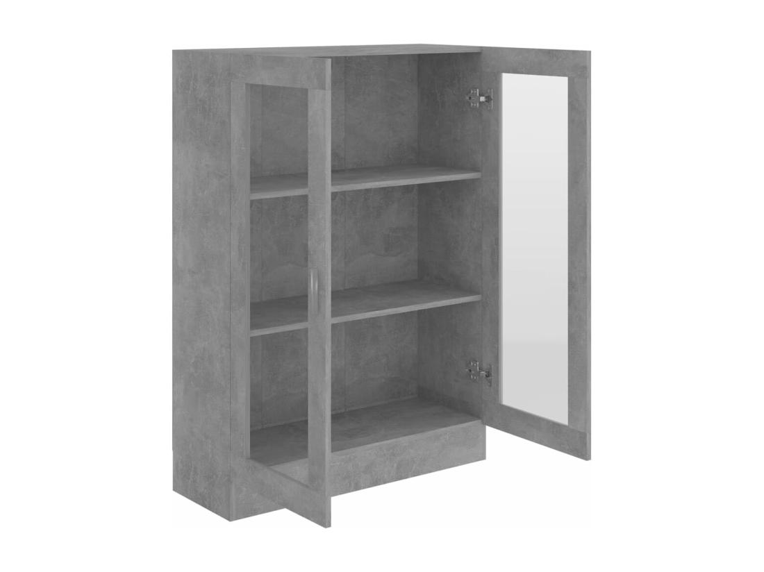 Vente Unique Armoire à Vitrine Gris Béton 82 5x30 5x115 Cm Aggloméré