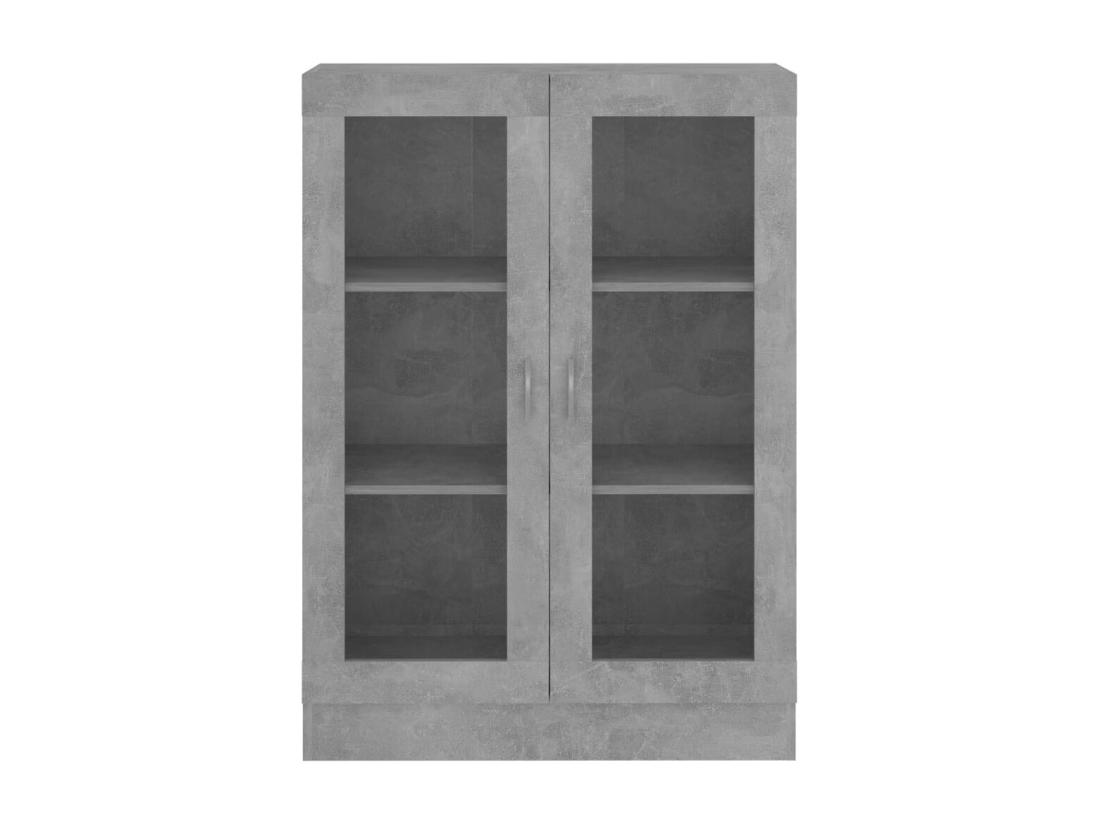 Vente Unique Armoire à Vitrine Gris Béton 82 5x30 5x115 Cm Aggloméré