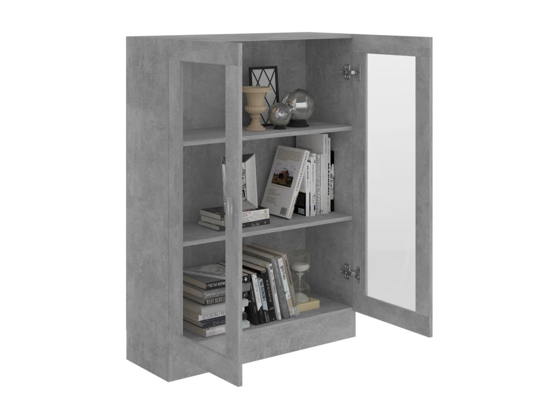 vente unique Armoire à vitrine Gris béton 82 5x30 5x115 cm Aggloméré