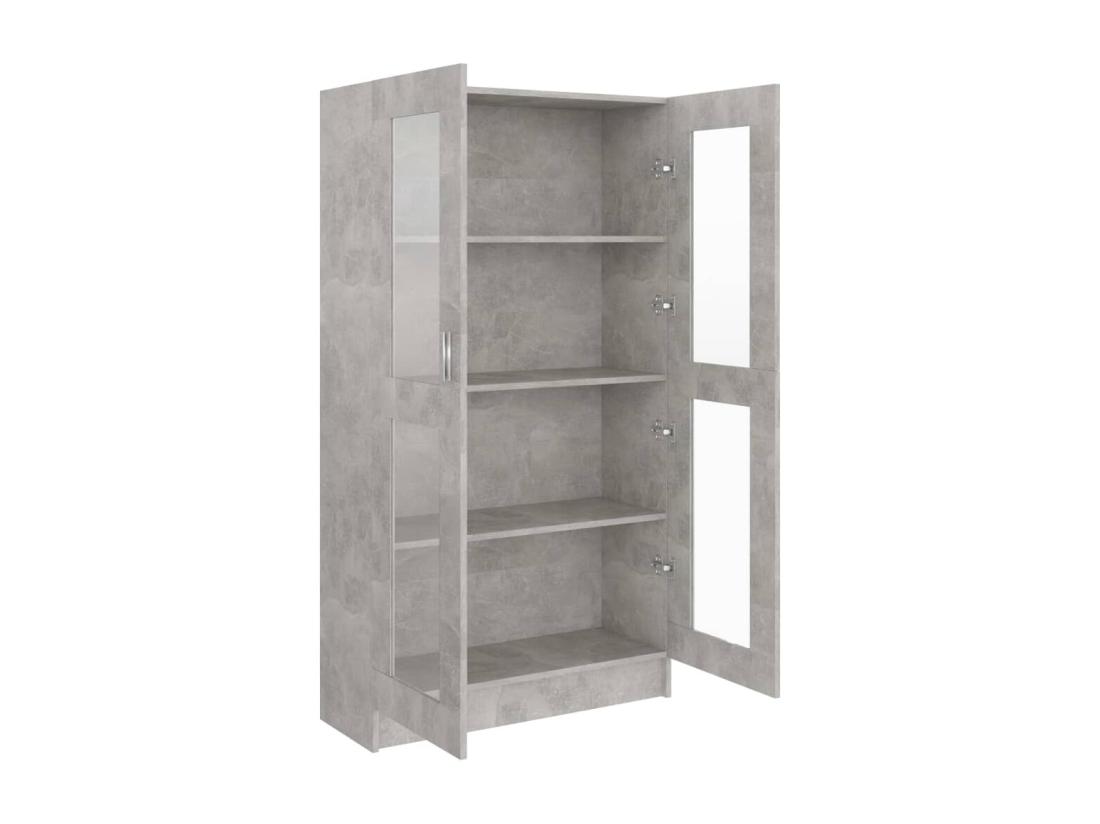 Vente Unique Armoire à Vitrine Gris Béton 82 5x30 5x150 Cm Aggloméré