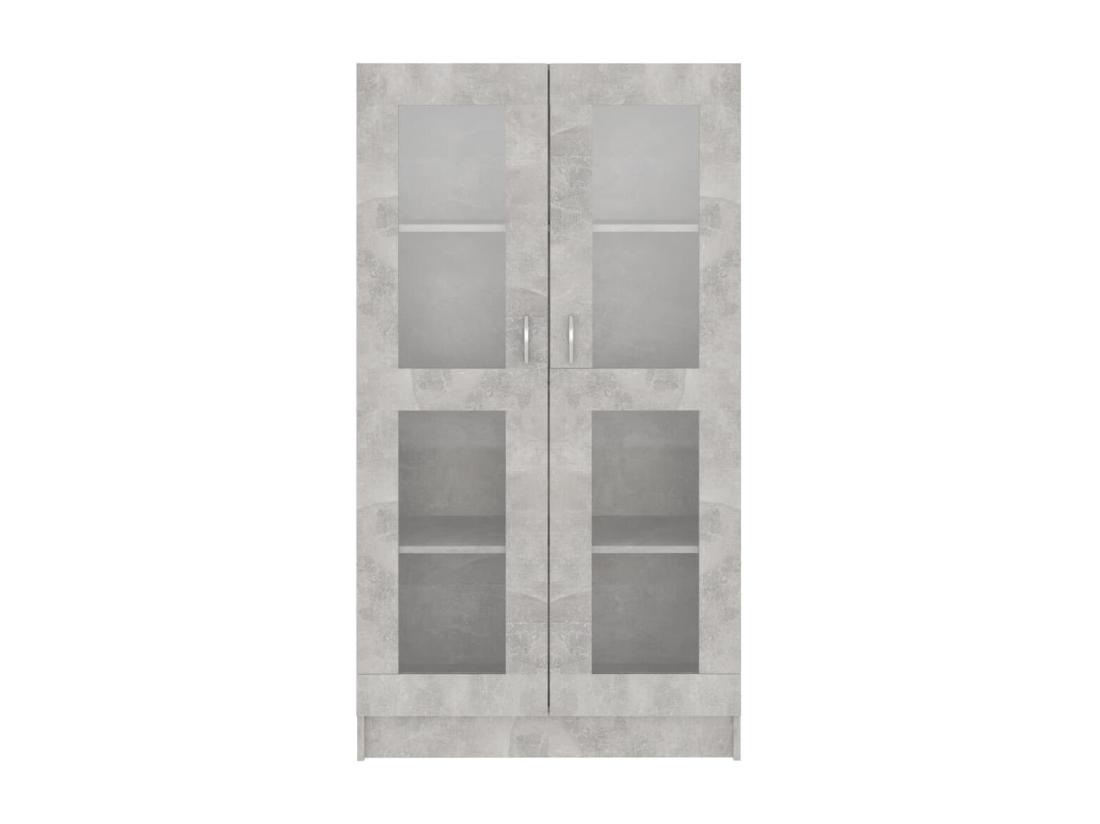 Vente Unique Armoire à Vitrine Gris Béton 82 5x30 5x150 Cm Aggloméré