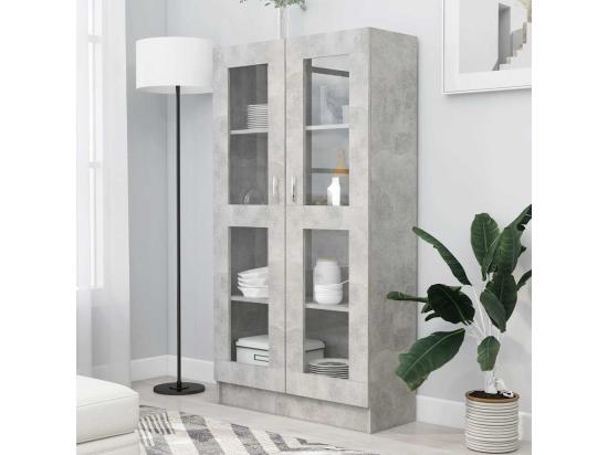 vente unique Armoire à vitrine Gris béton 82 5x30 5x150 cm Bois d'ingénierie