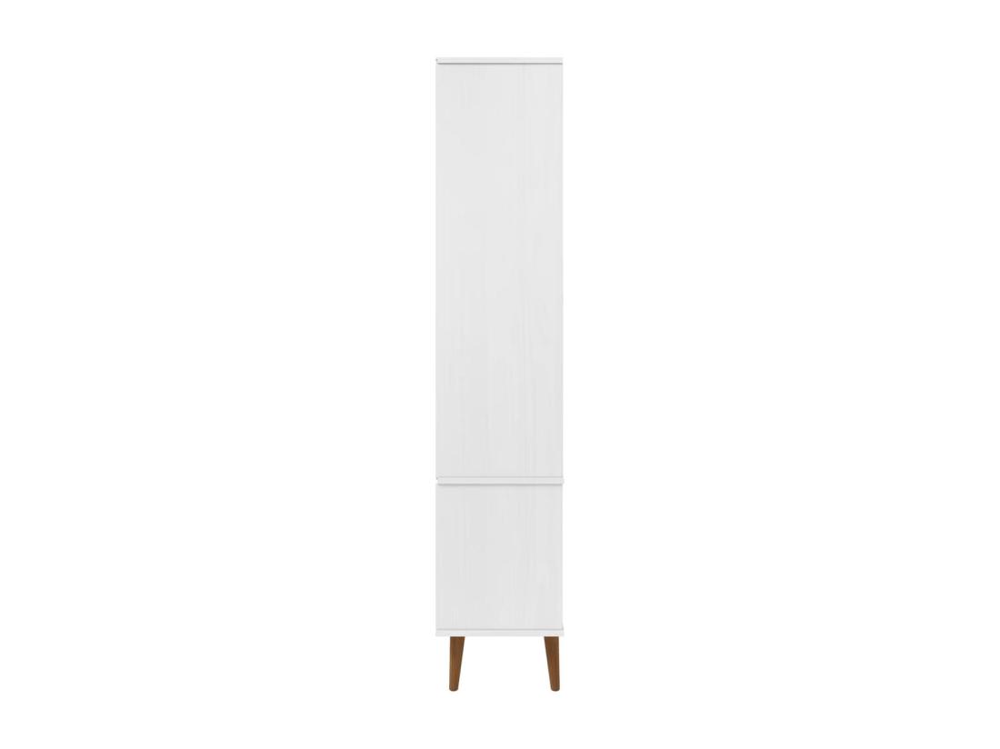 Vente Unique Armoire à Vitrine MOLDE Blanc 90x35x175 Cm Bois De Pin Massif