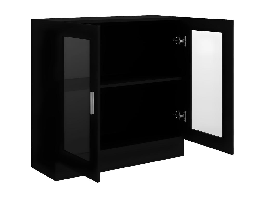 Vente Unique Armoire à Vitrine Noir 82 5x30 5x80 Cm Aggloméré