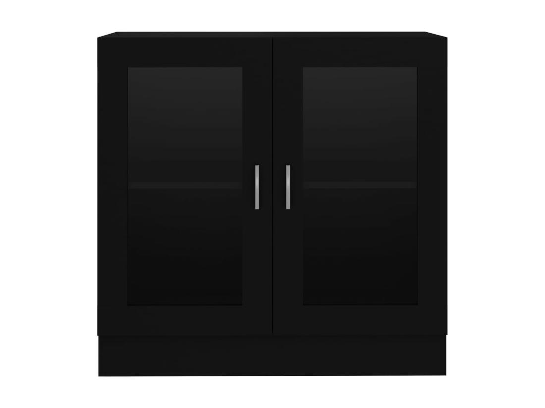 Vente Unique Armoire à Vitrine Noir 82 5x30 5x80 Cm Aggloméré