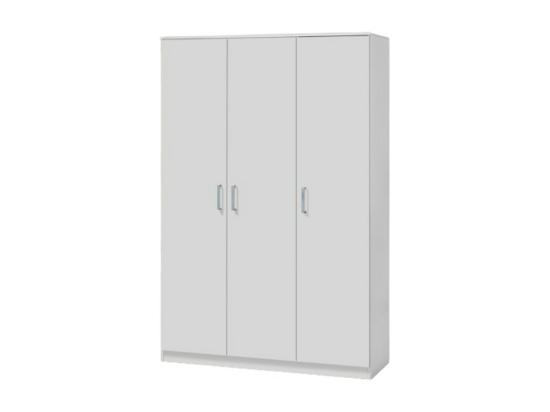 vente unique Armoire BURDUR 3 portes blanche poignées grises style contemporain