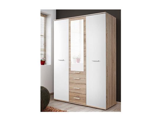 Vente Unique Armoire Chambre D'enfant Design Coloris Chêne Et Blanc Avec 3 Portes Battantes Et 3 Tiroirs Collection DENVER