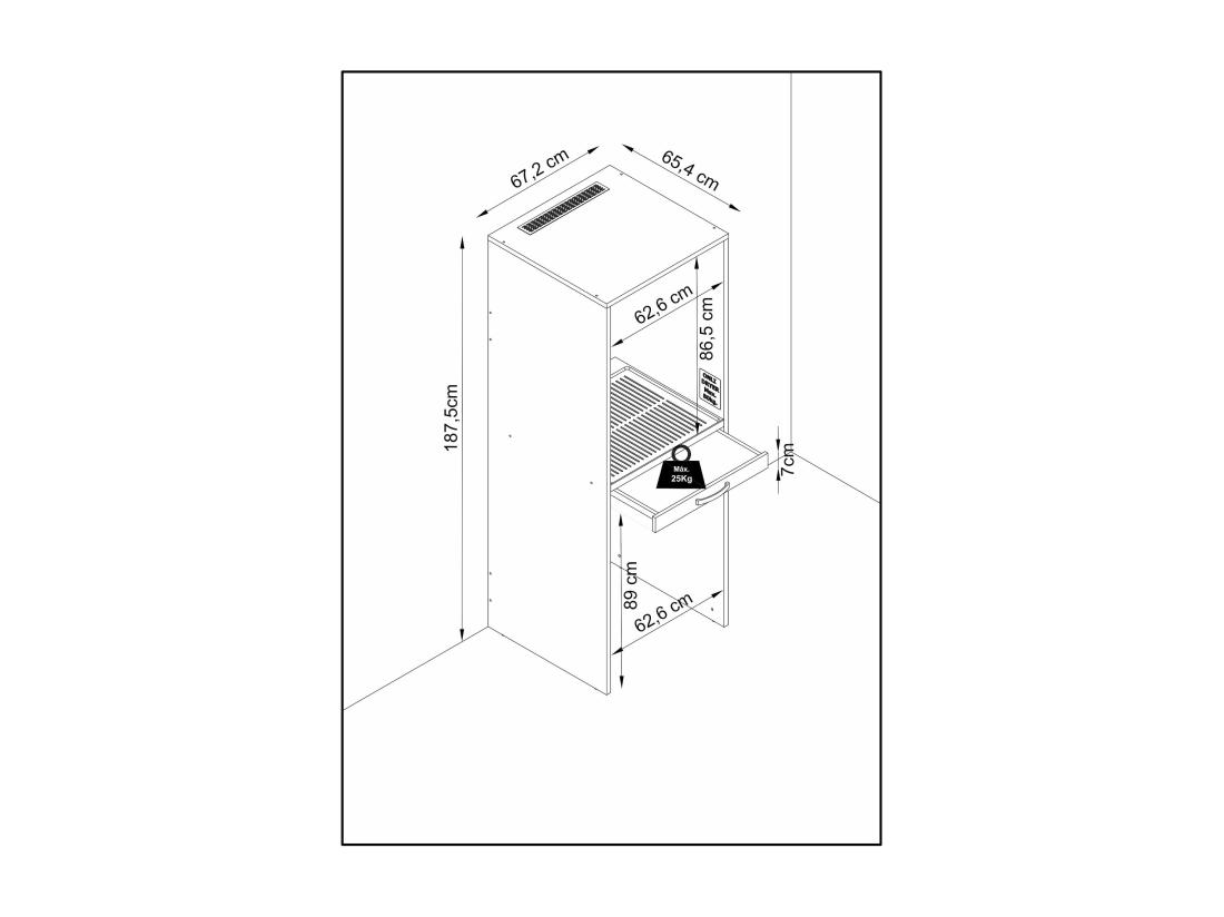 Vente Unique Armoire Colonne Pour Lave-linge Et Sèche-linge Superposés TALESA 67 2x187 5cm
