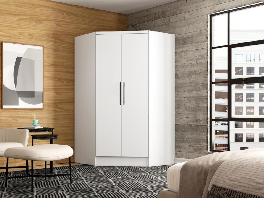 vente unique Armoire d'angle 2 portes - L101 cm - Blanc - AURALI