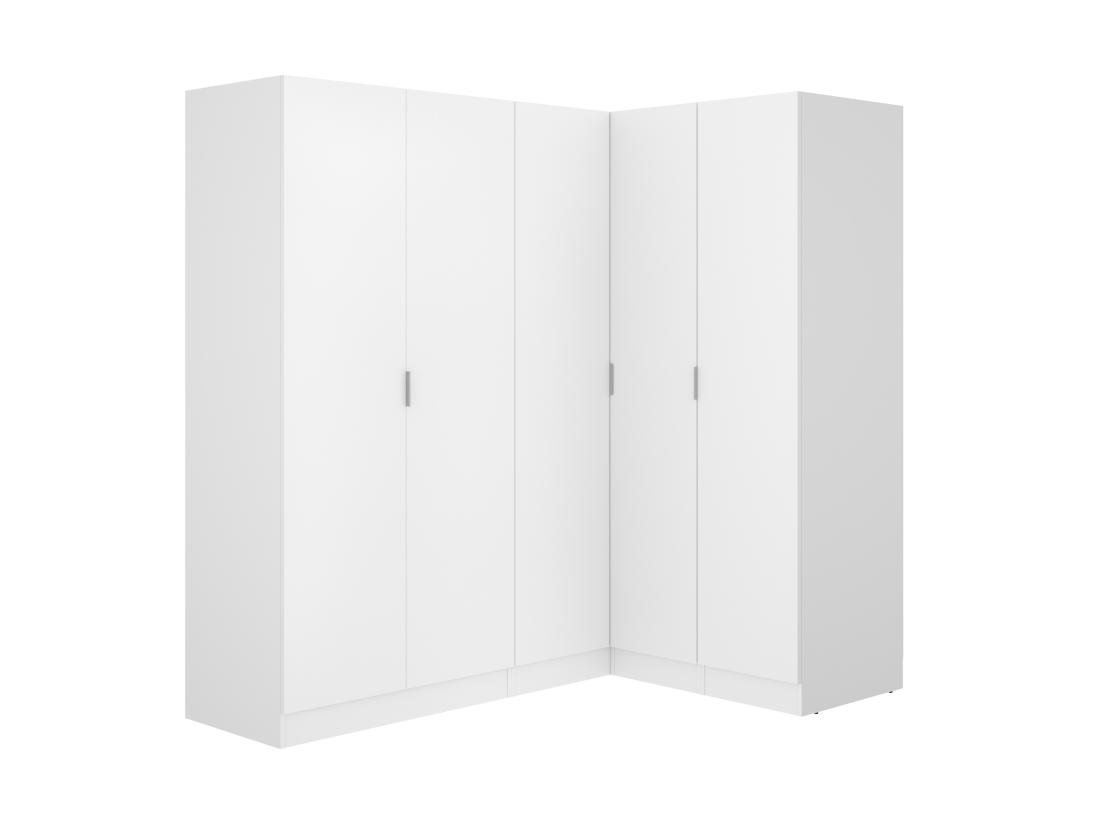 Vente Unique Armoire D'angle 5 Portes - L173 Cm - Blanc - LISTOWEL