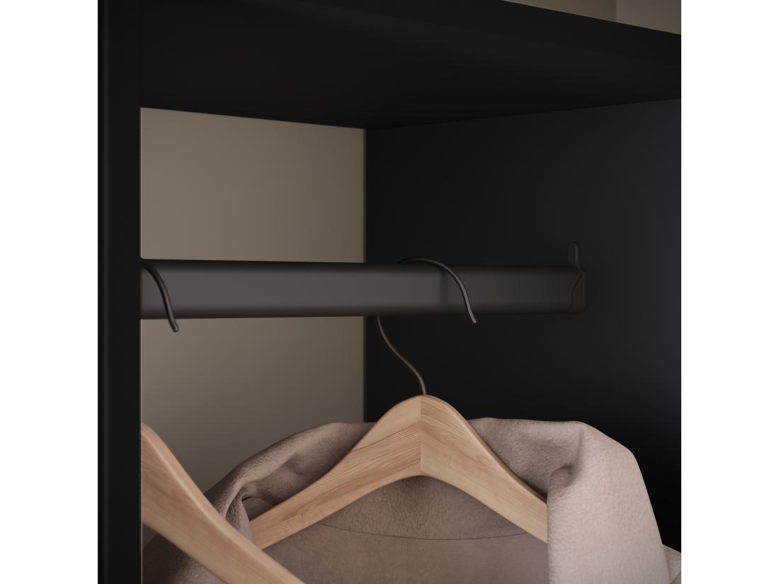 Vente Unique Armoire D'entrée Avec Miroir étagères Et Placard Couleur Noir