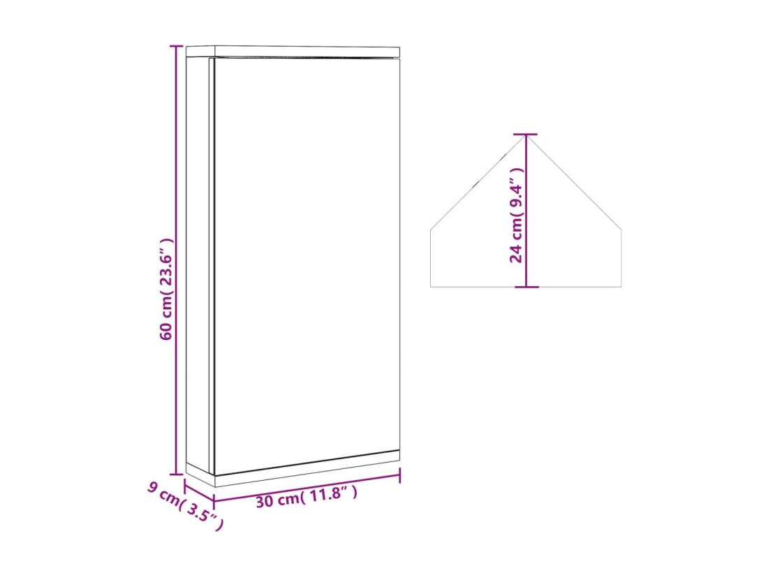 Vente Unique Armoire De Bain à Miroir D'angle Blanc 30x24x60 Cm