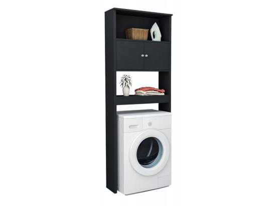 Vente Unique Armoire De Buanderie Lave-Linge 2 Portes Noir 3 Niches L 75 H 175 P 22 Cm