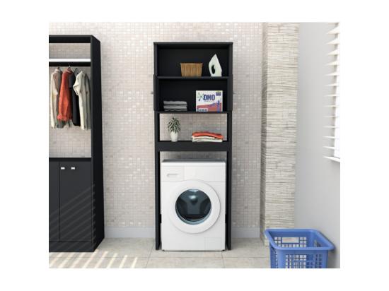 Vente Unique Armoire De Buanderie Lave-Linge 2 Portes Noir 3 Niches L 75 H 175 P 22 Cm