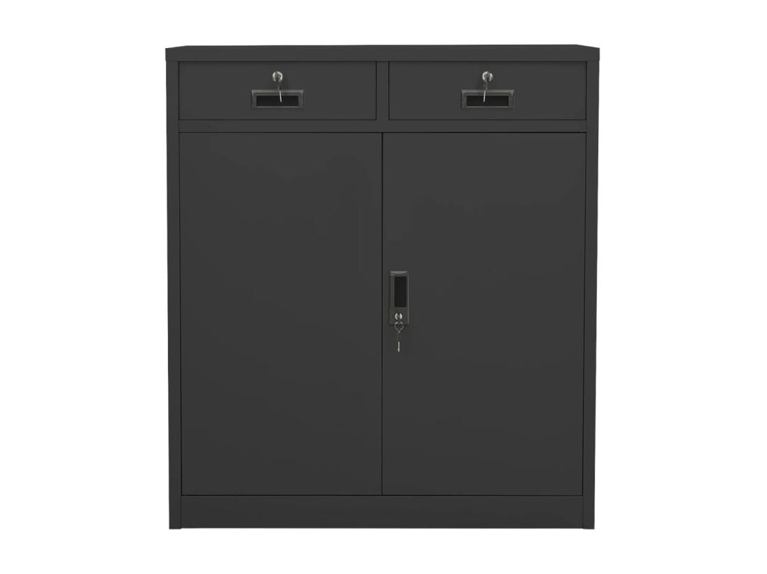 Vente Unique Armoire De Bureau Anthracite 90x40x102 Cm Acier