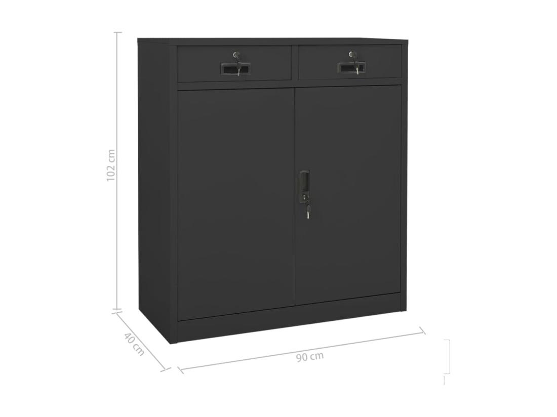 Vente Unique Armoire De Bureau Anthracite 90x40x102 Cm Acier