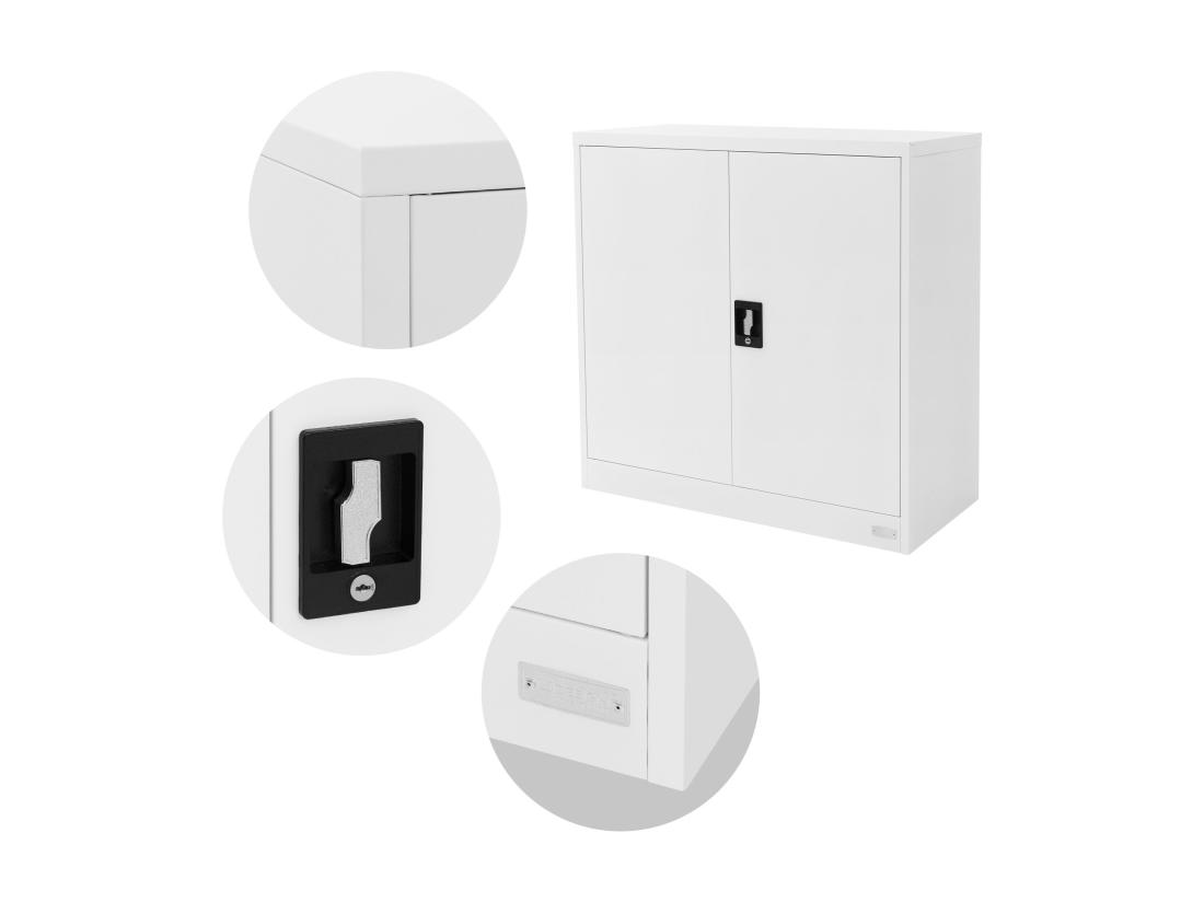 Vente Unique Armoire De Bureau Armoire à Dossiers En Acier Armoire Métallique Verrouillable Blanc 90x40x90cm