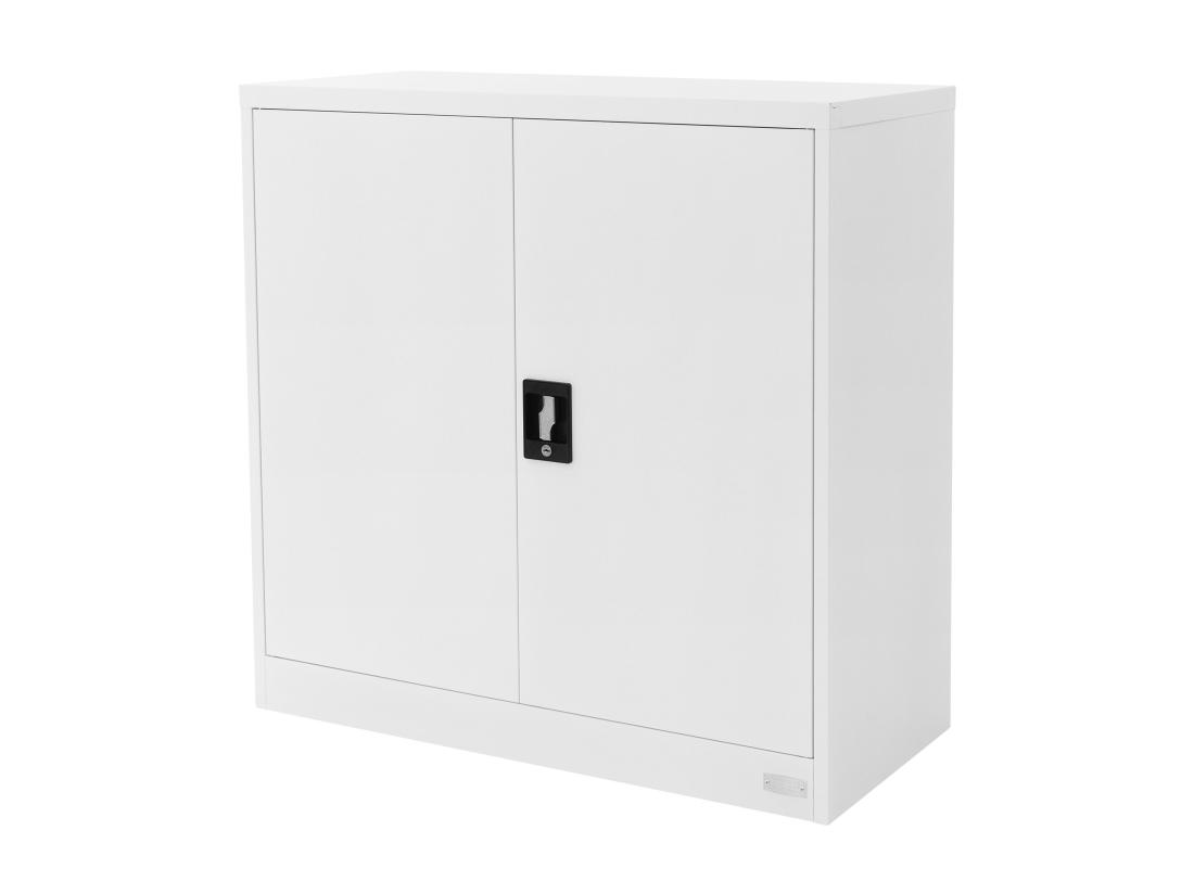 Vente Unique Armoire De Bureau Armoire à Dossiers En Acier Armoire Métallique Verrouillable Blanc 90x40x90cm