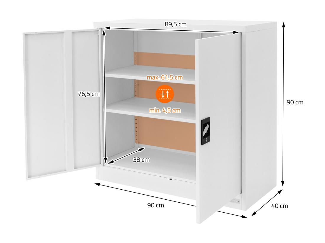 vente unique Armoire de bureau Armoire à dossiers en acier Armoire métallique Verrouillable Blanc 90x40x90cm